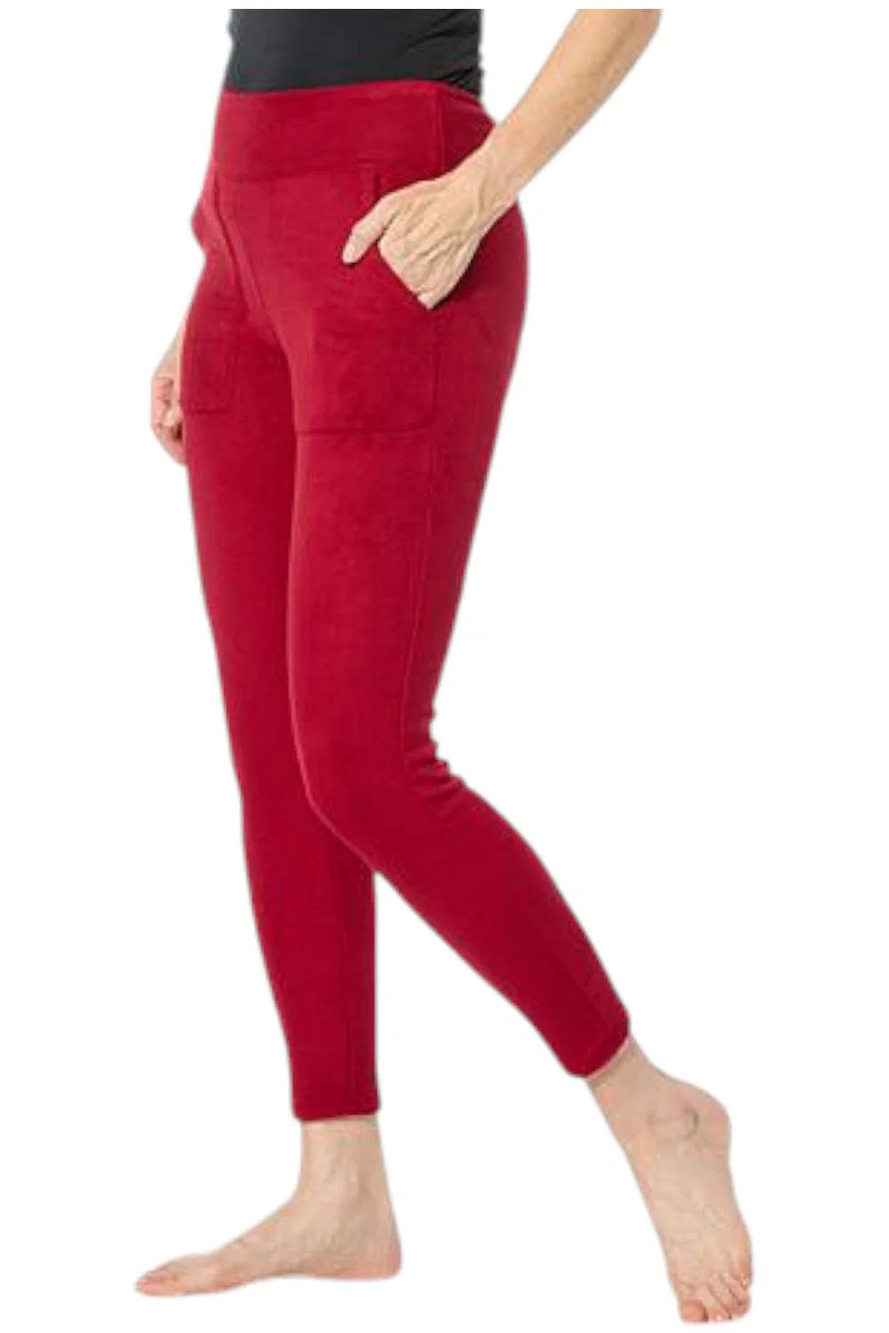 Comfort Code Women's Pull-On Stretch Fleece Legging Dark Red - Regular